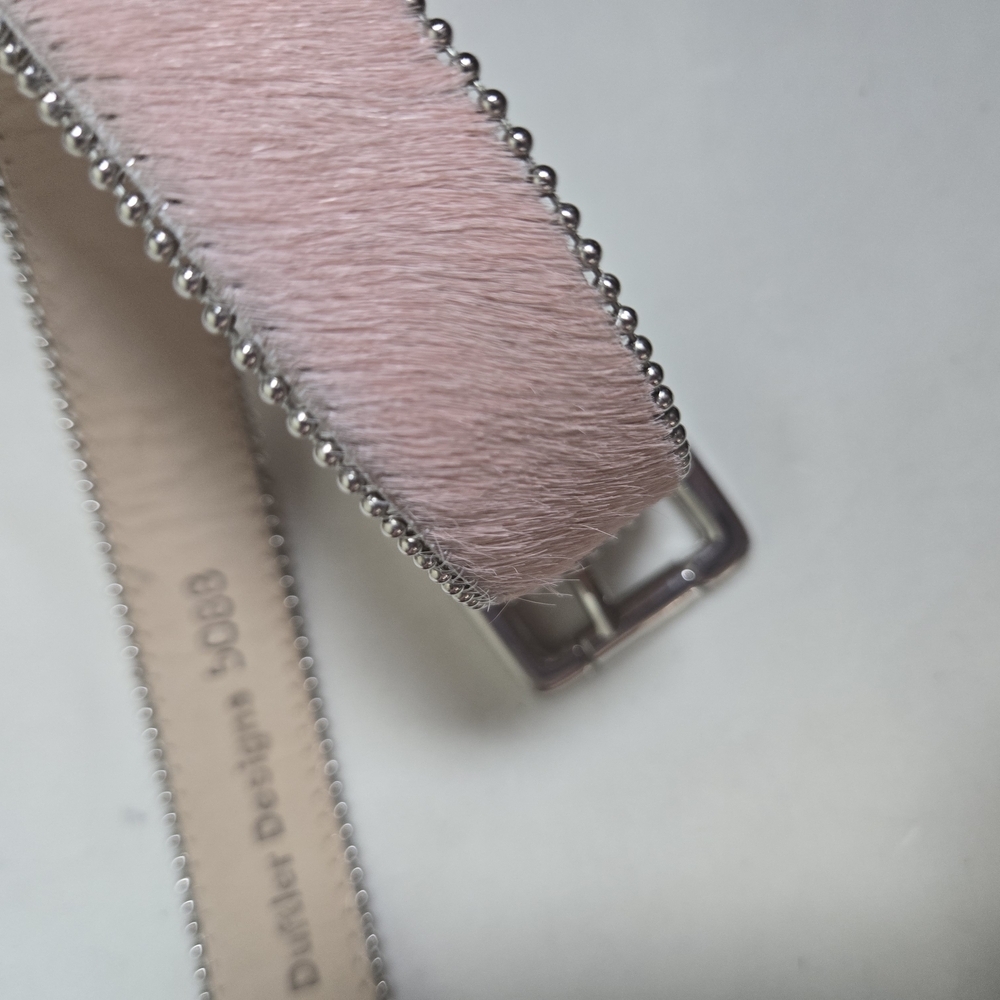 Pink Fur Belt with Silver Buckle